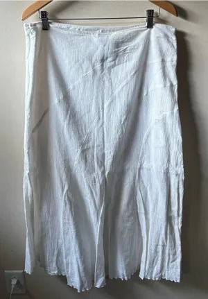AGB White Flowy Cotton Maxi Skirt thumbnail 1