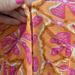 Free People Through the Meadow V Neck Floral Long Sleeve Top Pink Orange M NWT thumbnail 5