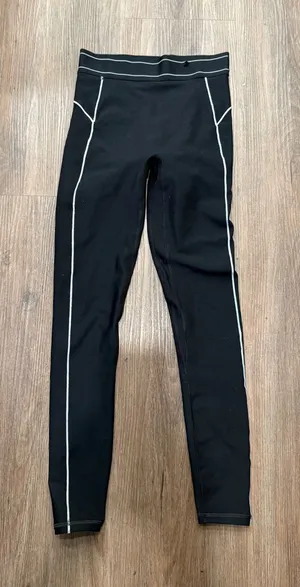 YPB Abercrombie sculptLUX High Rise Leggings Black White Contrast Piping XS 4185 thumbnail 1