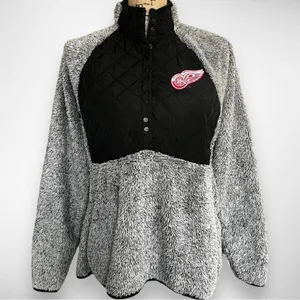 ANTIGUA Women's Detroit Red Wings Black/Gray Sherpa Pullover Jacket |‎ Med | EUC thumbnail 2