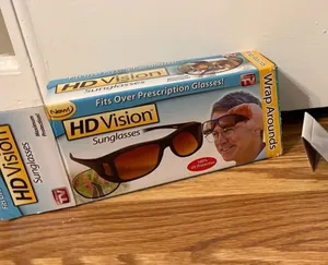 HD Vision Wrap Around Sunglasses Brown Black thumbnail 1