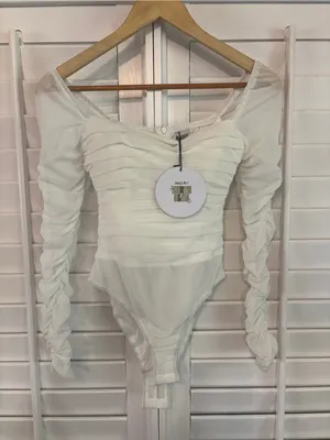 Princess Polly White‎ Mesh Bodysuit Size 4 thumbnail 2