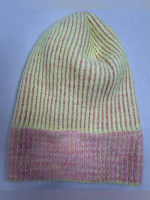 Free People Pink & Yellow Striped Knit Cuff Beanie thumbnail 5