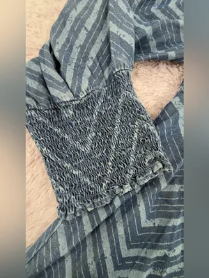 Cato Blue Chevron-Pattern Button Down Blouse thumbnail 3