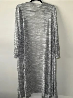 LuLaRoe Gray & White Marled Duster Cardigan thumbnail 4