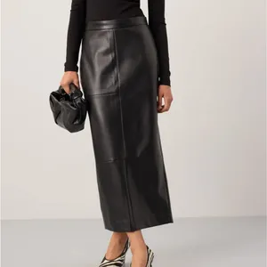 Rosetta Getty Black Faux Leather Maxi Skirt Size 8 Western Pencil Designer $300 thumbnail 3