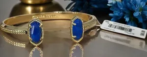 NWT! Kendra Scott Elton Gold Stone Cuff Bracelet in Cobalt Howlite (MSRP $65) thumbnail 1