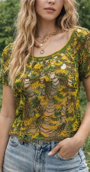 Vintage Crochet Lace Top Boho‎ Fairy Grunge Cottagecore Boho Festival Granola thumbnail 1
