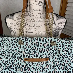 Juicy Couture | Teal Leopard Print Y2k Large Tote Bag thumbnail 4