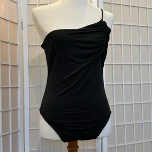 Mono B Black One-Shoulder Bodysuit, size L thumbnail 2