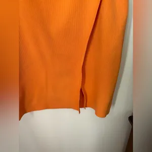 Express Body Contour Ribbed Midi Skirt Orange Side Slit XL thumbnail 5