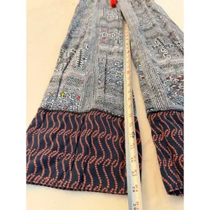 Eloise Anthropologie Boho Geometric Print Wide Leg Smocked‎ Pants Blue Red Small thumbnail 3