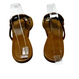 TORY BURCH Tan Caramel Patent Leather Miller Classic Designer Logo Sandals Sz 7 thumbnail 4