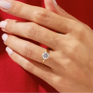 14k Gold Plated S925 Engagement Ring 2.00ct Solitaire Simulated Diamond,‎ Sz 6 thumbnail 10