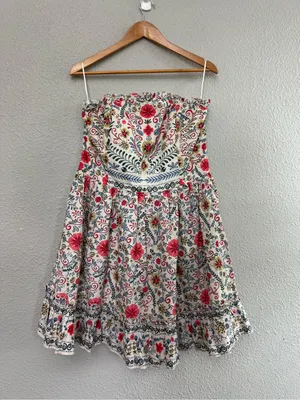 NWT Anthropologie Forever that Girl Rubble Tube Mini Dress Size XL Ivory Multi thumbnail 3