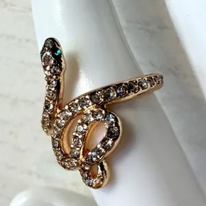 Gold Tone Crystal Snake Ring thumbnail 5