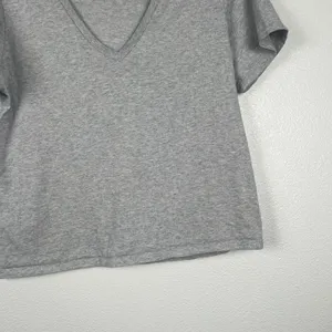 Good American Women's Short Sleeve V Neck Cotton Tee Shirt Grey‎ Sz 1 (S) thumbnail 4