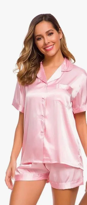 Silk Pajama Set Pink thumbnail 1
