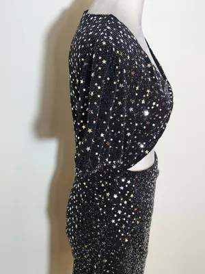 Altar'd State Black Metallic Star Cutout Mini Dress Size Medium thumbnail 4