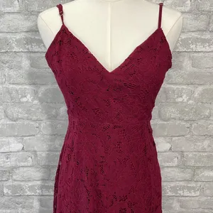 Lulus One Wish Burgundy Lace Midi Dress thumbnail 4