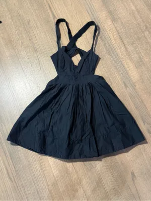 Anthropologie Maeve Black Babydoll Mini Dress with Cutout Back Detail: Size 6P thumbnail 5