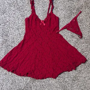 Red Lace Babydoll Lingerie with Bow Accent thumbnail 6