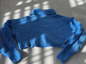 Altar'd State Blue Cropped Sweater thumbnail 1