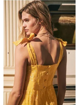 SALE NWT SÉZANE ANNIE MAXI DRESS Golden yellow SZ4 silk BUST 30IN run small thumbnail 2