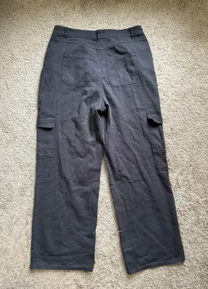 Double Zero Black Wide Leg Cargo Pants thumbnail 3