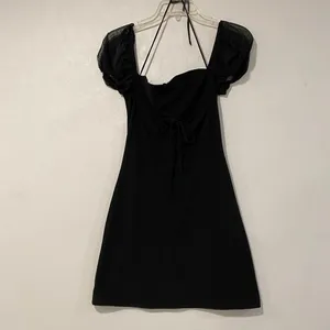 Princess Polly Black Puff Sleeve Mini Dress US 6 Tie Front Party Dress thumbnail 3