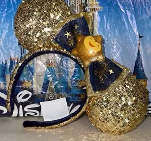 Disney parks wish Star gold sequin Minnie Mouse ears thumbnail 1