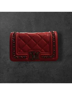 Badgley Mischka Red Quilted Leather Chain Shoulder Bag NWT thumbnail 2