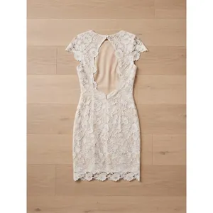 Lulus Womens Dress M White Remarkable Lace Open Back Scalloped Mini Dress thumbnail 2