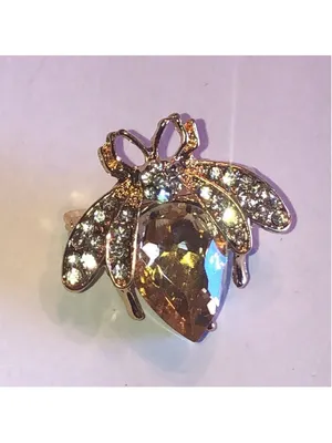Elegant Gold Tone CZ Rhinestone Bee Scatter Pin Brooch thumbnail 2