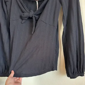 Free People Black Square Tie Neck Blouse thumbnail 8