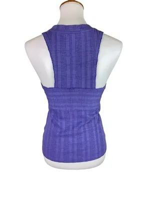 Pilcro Purple Ribbed Sleeveless Knit Tank Top‎ Ruched Stretch Medium thumbnail 2