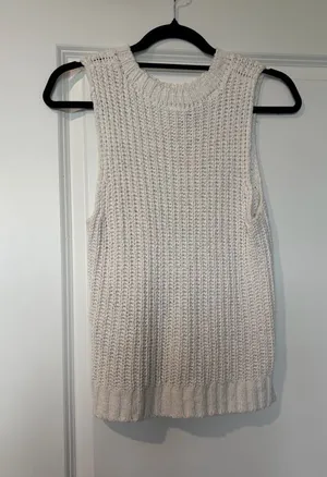 Abercrombie & Fitch Cream Crochet Knit Tank thumbnail 1