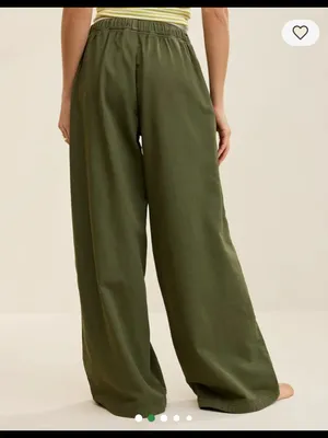aerie Olive Green Wide-Leg Drawstring Pants Small thumbnail 3