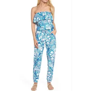 Lilly Pulitzer Ailsie Strapless Jumpsuit Romper Blue Keep On Trunkin Size Small thumbnail 2