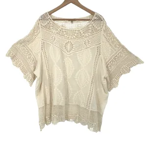 Democracy Womens 3X Top Cream Crochet Lace Boho Festival Minimalist Ethereal thumbnail 1
