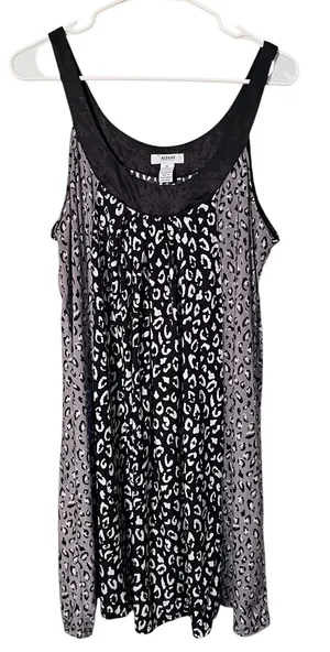 Alfani Intimates Women’s Size XL Sleeveless Nightgown Dress Gray Black Animal thumbnail 1