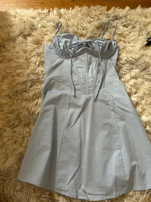 Light Blue Spaghetti-Strap Corset Mini Dress by Windsor thumbnail 3