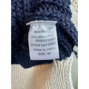 Curl Surf Striped Sweater Vest Chunky Knit V-Neck Navy Cream Medium NWT thumbnail 7
