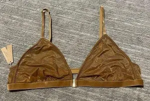 SKIMS Sparkle Glissenette Front Close Triangle Bralette Tan Brown Chai 3X NWT thumbnail 1