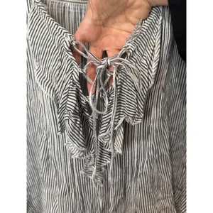 FP One Free People Striped‎ Ruffle Shirt 3/4 sleeve sz XS/S thumbnail 4