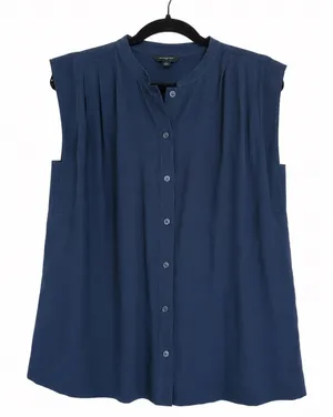 Banana Republic Navy Sleeveless Button-Front Blouse thumbnail 1