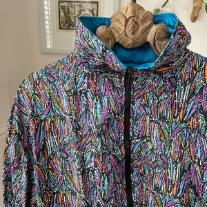 Vintage HTC Bold Colorful Print Windbreaker Spring Jacket M thumbnail 2