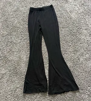 Free People Black Ribbed Flare Pants thumbnail 4