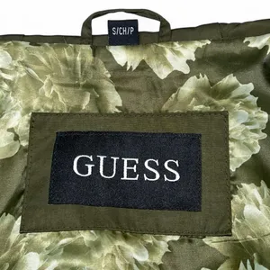 Guess Olive Green Hooded Utility Coat Size S Lace-Up Sides Lightweight Outerwear thumbnail 6