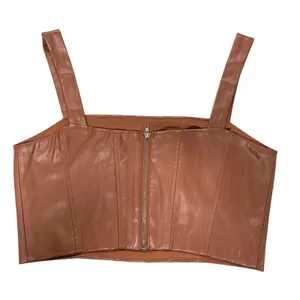 Jason Wu Faux‎ Leather Corset Top Copper Brown Sleeveless Bustier Sz S Coquette thumbnail 2